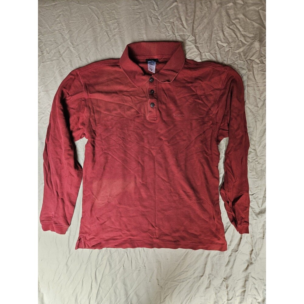 Patagonia Organic Cotton Red Shirt Mems Medium Long Sleeved Office Career Work